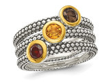 2/3 Carat (ctw) Citrine, Garnet and Smoky Quartz Ring in Sterling Silver
